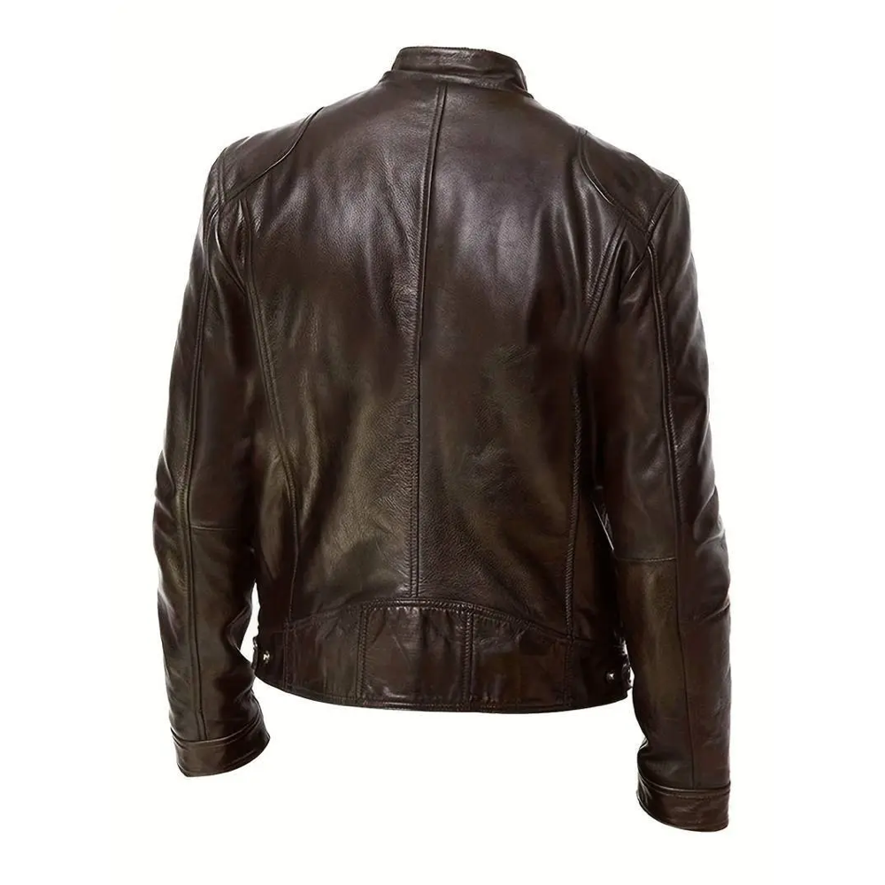 Men's Motocycle Cafe Racer Retro Real Leather Jacket Brown Biker Soft Sheepskin* - Image 2
