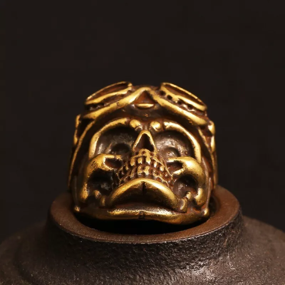 Retro Brass Punk Skull Head Badge Button Pin Belt Buckle Screw Back DIY Craft - Image 4