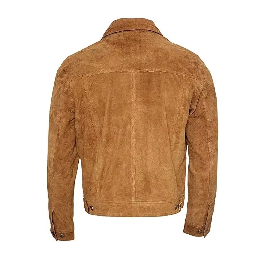 Men Brown Trucker Leather Suede Jacket Rider Cafe Retro Motocycle Cowboy Jacket* - Image 2