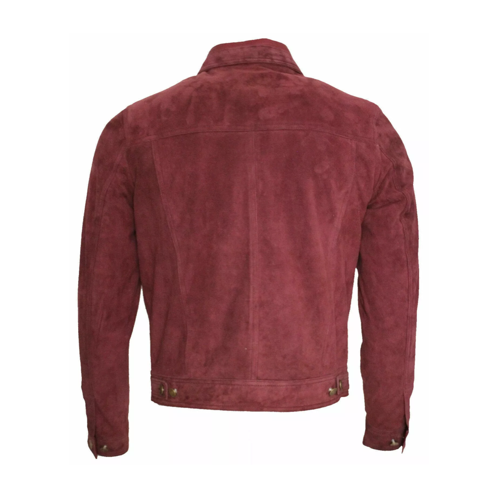 Men Leather Trucker Suede Jacket Cafe Biker Retro Button Western Cowboy Jacket* - Image 3