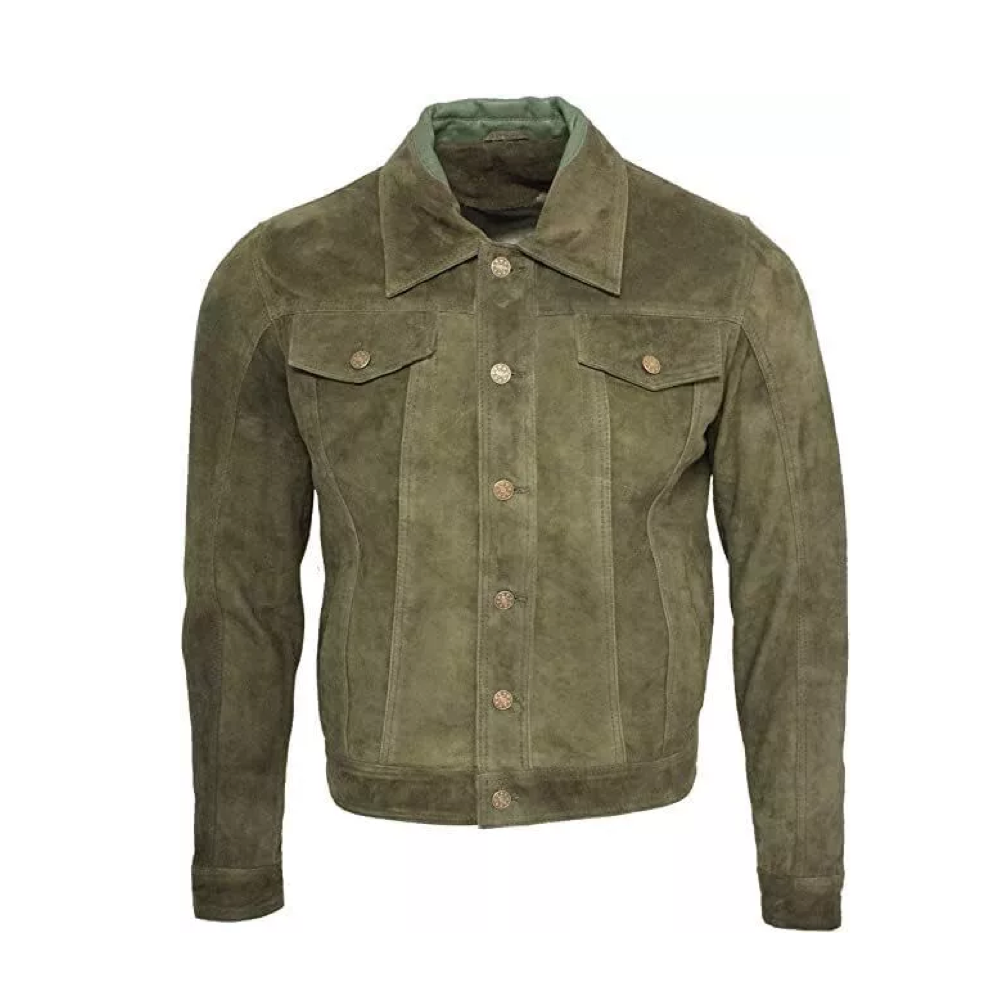 Western Leather Trucker Suede Jacket Men Retro Biker Motorcycle Cowboy Jacket*