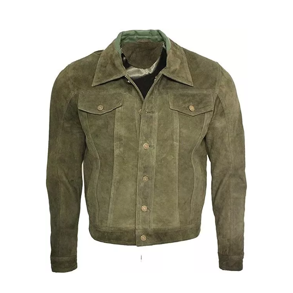 Western Leather Trucker Suede Jacket Men Retro Biker Motorcycle Cowboy Jacket* - Image 3